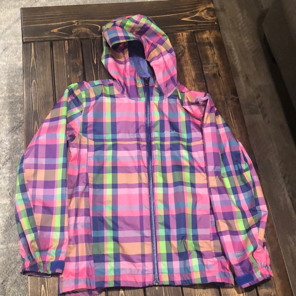 Girl’s Columbia Omni-Tech Waterproof Plaid Coat